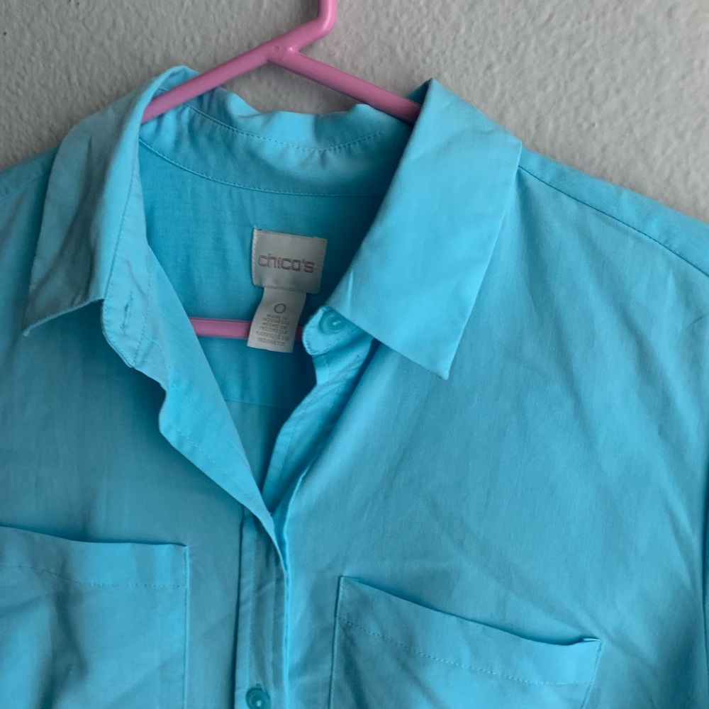 Chico's Blue Button-Up Shirt - Picture 3 of 8